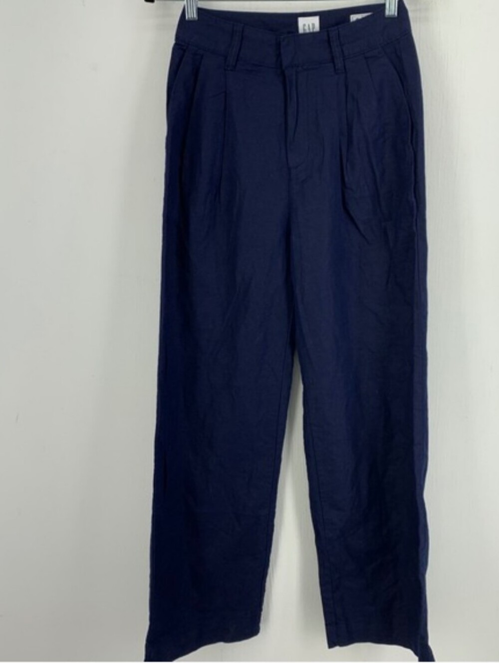 Gap Womens 0 Pleated Linen Pant Preppy Business Casual Relaxed Summer High Waist